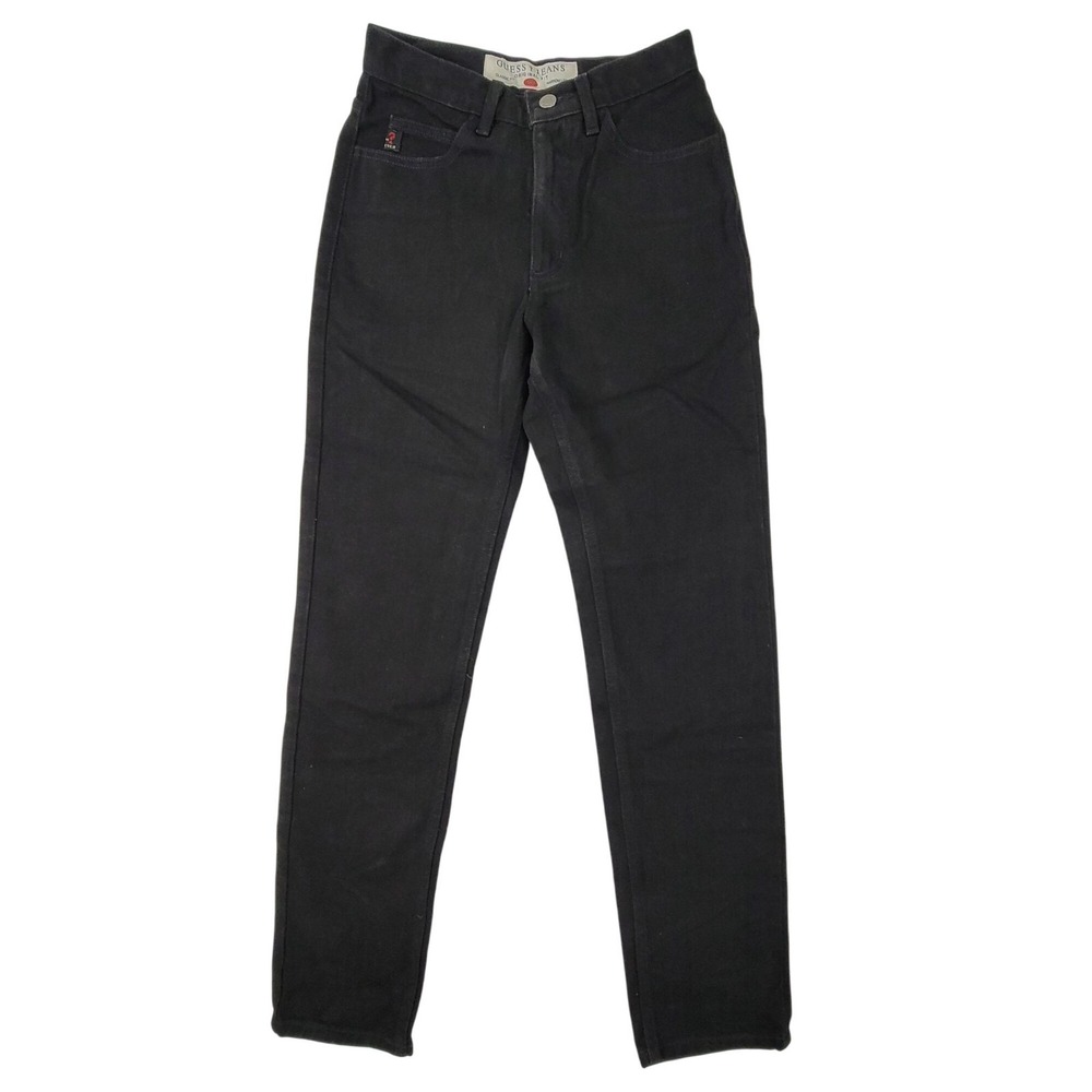 Guess USA Vintage Black Original Classic Fit Narrow Leg Cotton Jeans Size 27